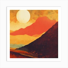 Sunset In The Mountains wall art Art Print