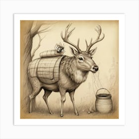 Deer With Bees Art Print