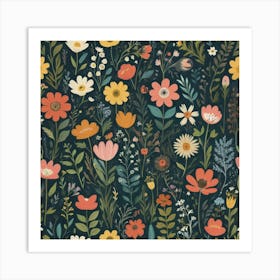 Folk Meadow Art Print 0 Art Print