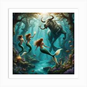 Mermaids In The Forest Art Print