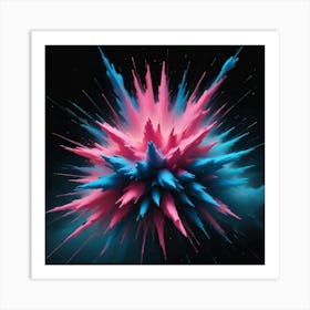 Pink And Blue Explosion Art Print