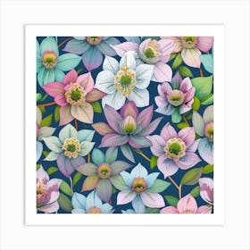 Seamless Pattern With Flowers 2 Art Print