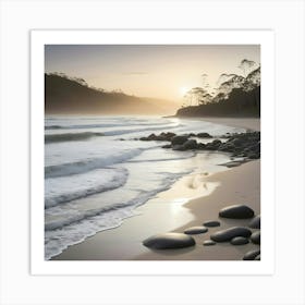 Beach At Sunset 1 Art Print