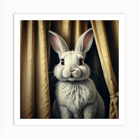 Rabbit In A Curtain Art Print