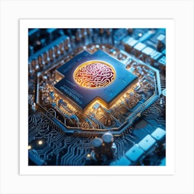 Computer Chip On A Motherboard Art Print