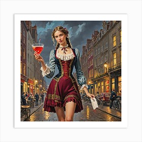 Lady With A Glass Art Print