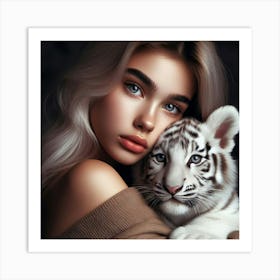 White Tiger Portrait Art Print