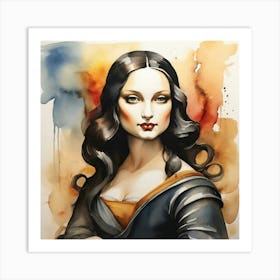  Watercolor Sassy Mona Lisa Paintings  Art Print