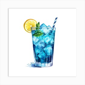 Blue Drink With Lemon Art Print