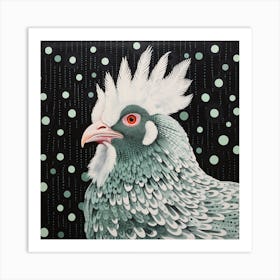 Ohara Koson Inspired Bird Painting Chicken 6 Square Art Print