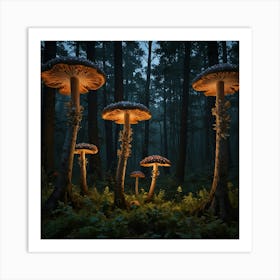 Mushrooms In The Forest 7 Art Print