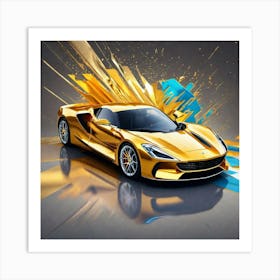 Gold Sports Car 12 Art Print