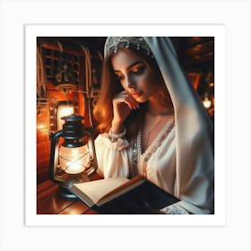 Beautiful Woman Reading Book31 Art Print