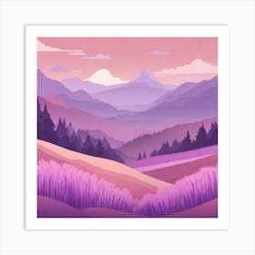 Misty mountains background in purple tone 20 Art Print