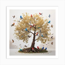 Birds On A Tree 1 Art Print