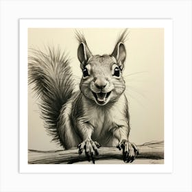 Squirrel Drawing 1 Art Print