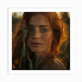 Portrait Of A Young Woman In A Field Art Print