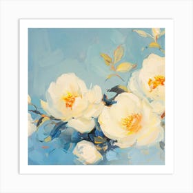 White Peonies Art Print