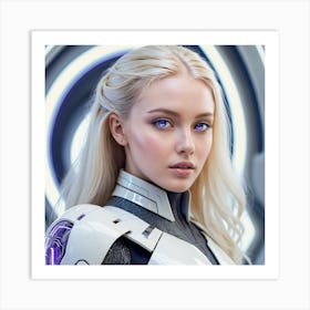 Futuristic Girl With Blue Eyes 1 Art Print