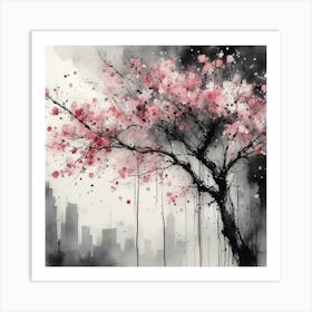 Cherry Blossoms Soaked In Spring Rain Art Print