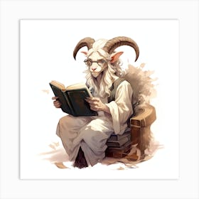 Goat Reading A Book 1 Art Print