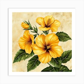 Yellow Hibiscus Art Art Print