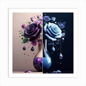 Two Roses In A Vase Art Print