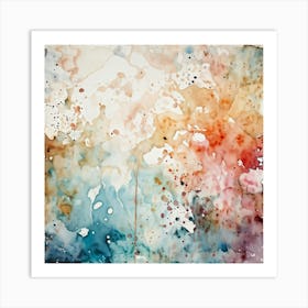 Artistic Grunge Pattern Stands Out In A Retro Watercolor Paint Stained Hues Merging And Contrasting (1) Art Print