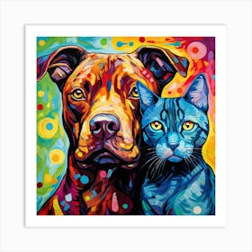 Dog And Cat Painting 10 Art Print