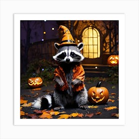 Halloween Raccoon Art Print