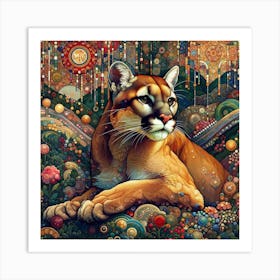 Cougar in the Style of Collage Art Print