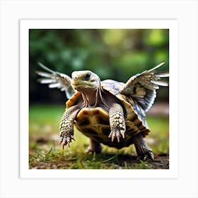 Tortoise Flapping His New Wings And Lifting Off The Ground (1) Art Print