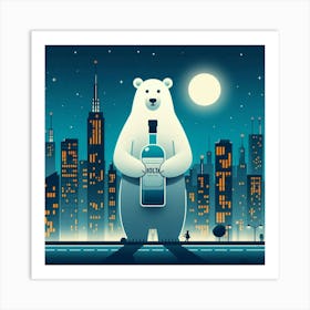 Polar Bear Holding A Bottle Of Vodka 1 Art Print