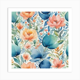 Watercolor Floral Pattern 6 Art Print