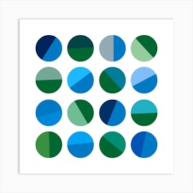 Blues And Greens Abstract Circle Pattern Art Print