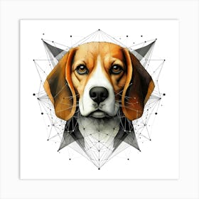 Beagle Head - Abstract Line Art Illustration 224 Art Print