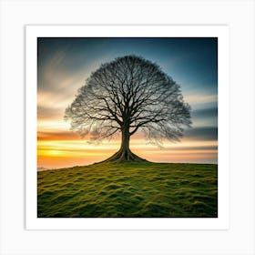 Lone Tree At Sunset 1 Art Print