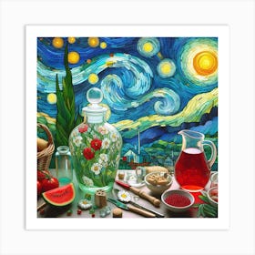 Still life, Van Gogh style 2 Art Print