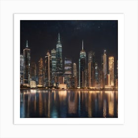 Skyline At Night Art Print