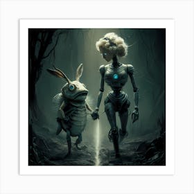 Robot And Bunny Art Print