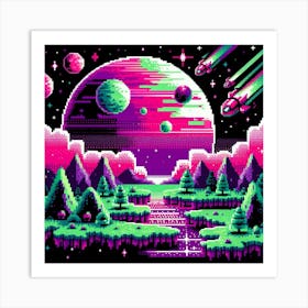 8-bit alien planet Art Print