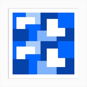 Blue Abstract Square Tiles Art Print