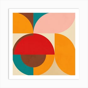 Mid-Mod Playful geometry 1/2 Vibrant Art Print