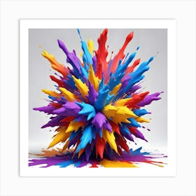 Colorful Paint Explosion On White Background 1 Art Print