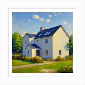 Majestic Windows A Serene Outdoor Scene White House Art Print