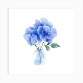 Watercolor Blue Floral 9 Art Print