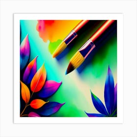 Colorful Brushes,A colorful painting with a brush on it Art Print