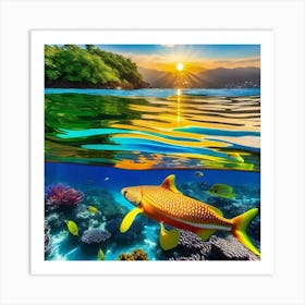 Coral Reef At Sunset Art Print