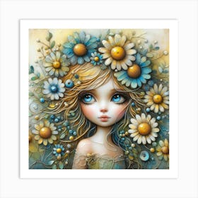 Girl With Flowers 8 Art Print