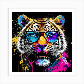 Tiger With Sunglasses Pop Art Art Print